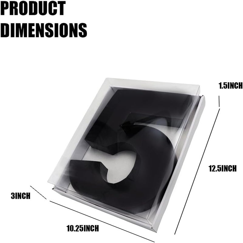 Kafucize 12.5inch Fillable Paper Mache Number Letter Cardboard Cutouts Charcuterie Board Food Sweet Cupcake Tray Party Decorative Box (Number 5, Black) - Image 4